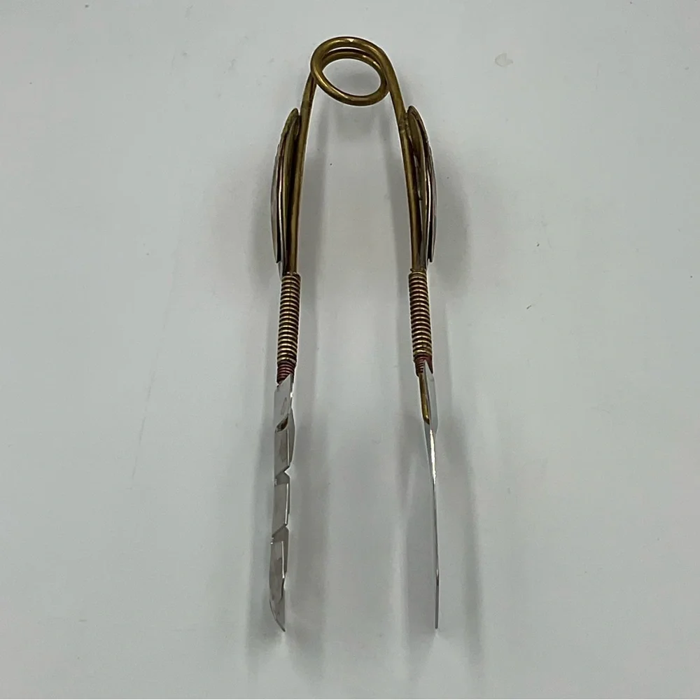 Vintage Copper & Stainless Steel Serving Tongs